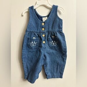 Vintage floral Denim Blue Kids Overalls 12 months